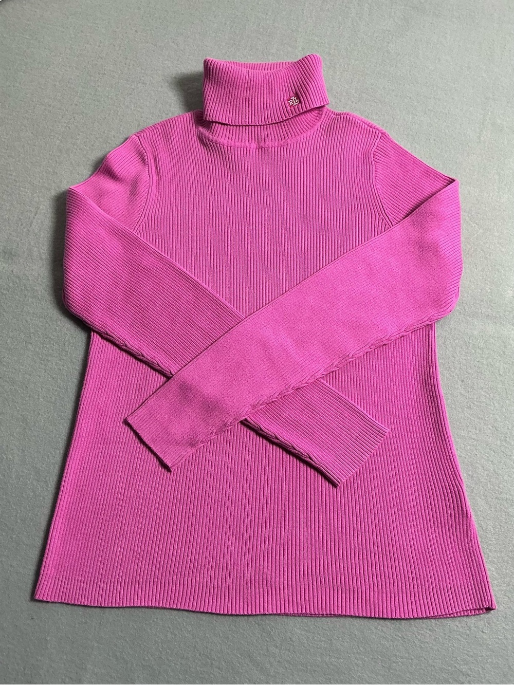 Lauren Ralph Lauren Pink Ribbed Turtleneck 100% Cotton Sweater Women’s M